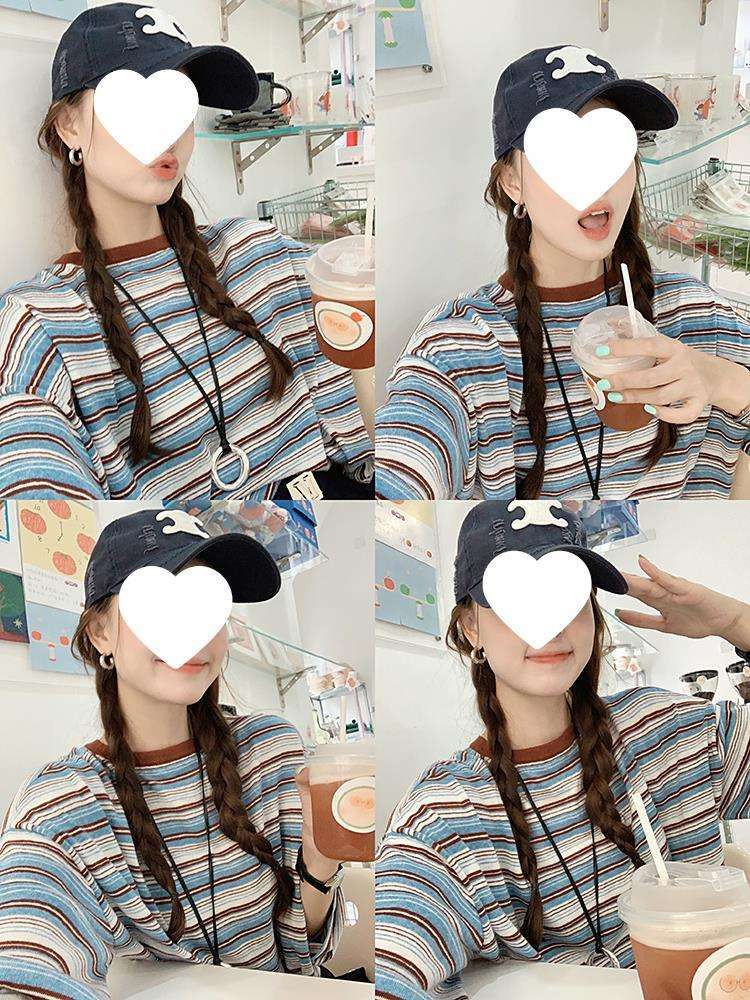 ゆったりシルエット ボーダーロンT ボーダー服