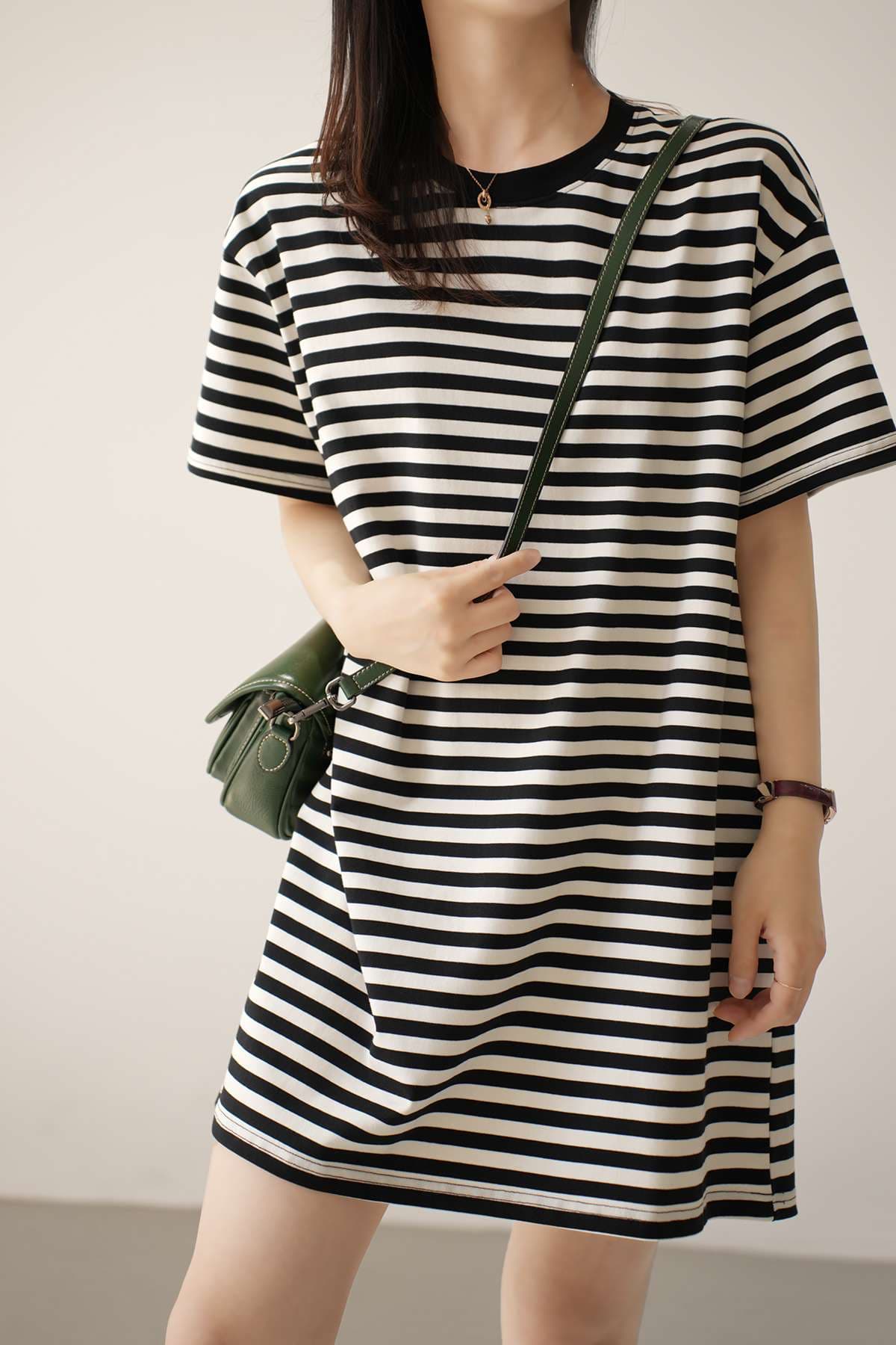シンプルボーダーTシャツワンピース ボーダー服