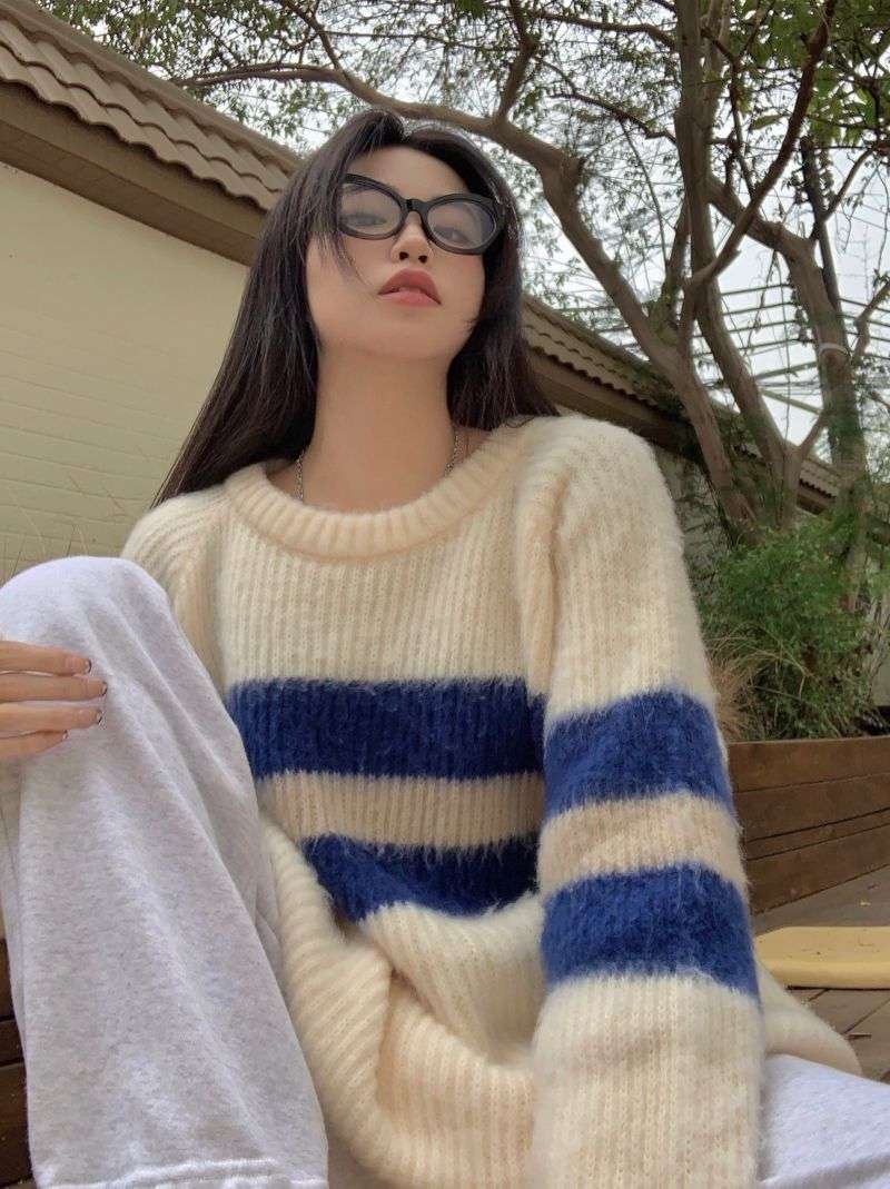 ゆったりボーダーニット ボーダー服