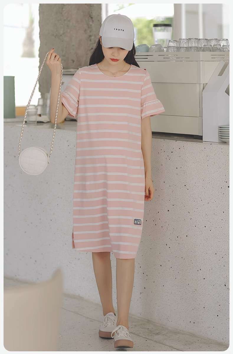 ゆったりシルエットボーダーワンピース ボーダー服