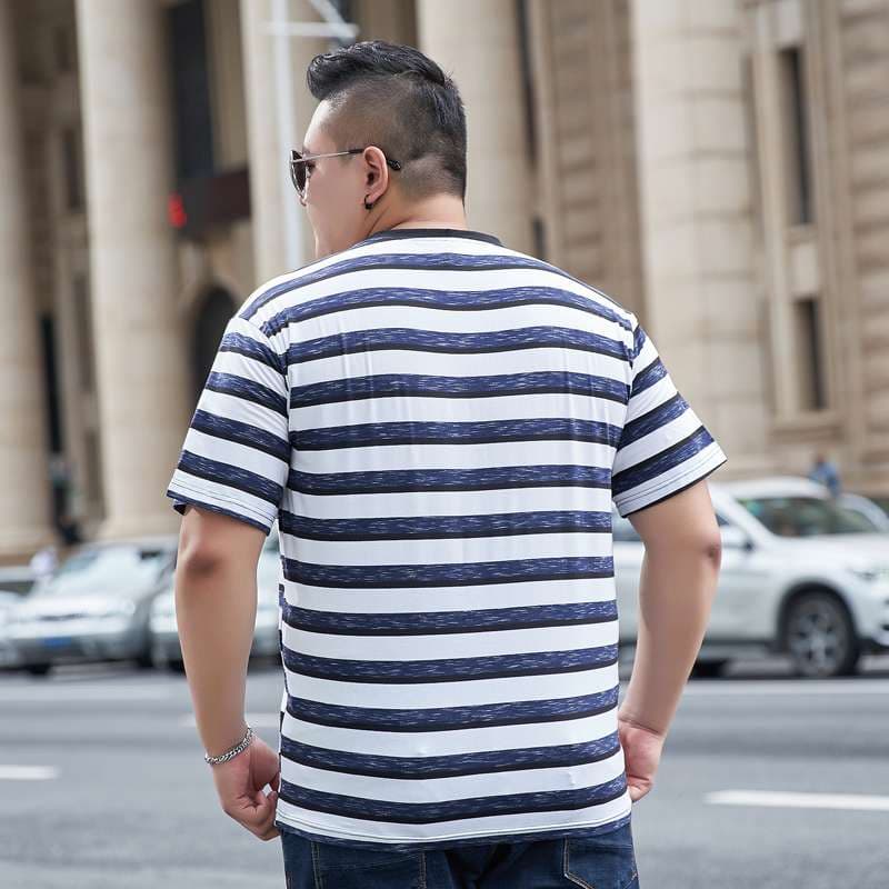 夏のマリンスタイル ボーダーVネックTシャツ ボーダー服