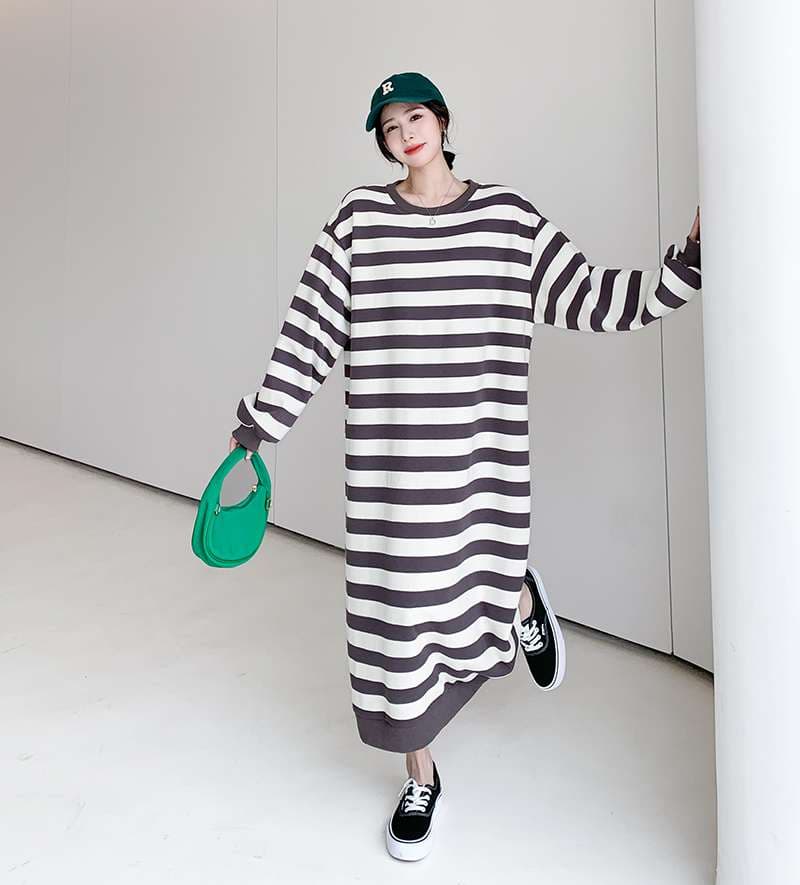ゆったりボーダーマキシワンピース ボーダー服