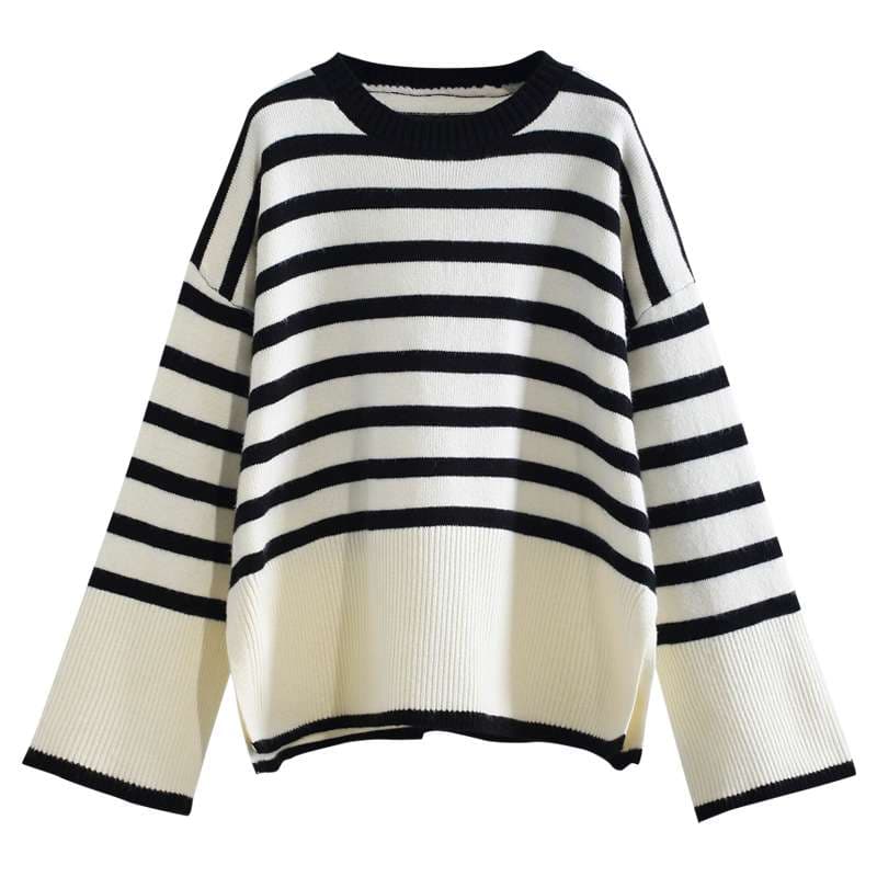 モダンボーダーオーバーサイズニット ボーダー服