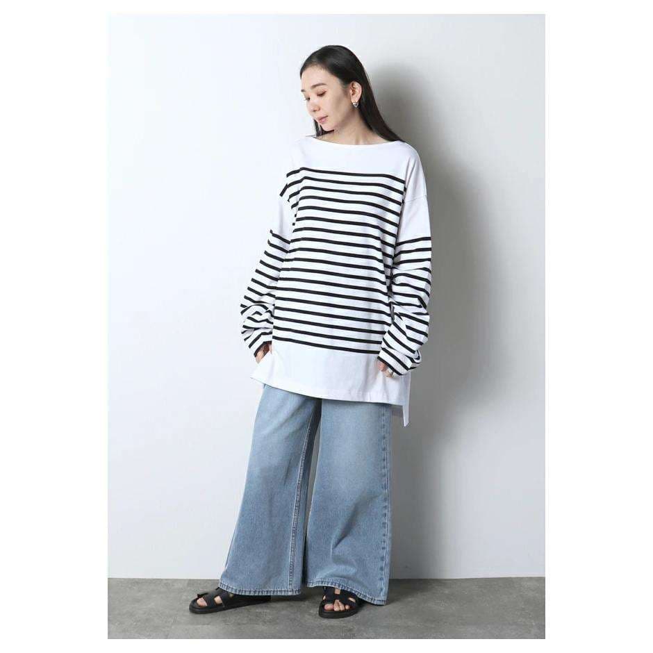 オーバーサイズボーダーロングスリーブTシャツ ボーダー服