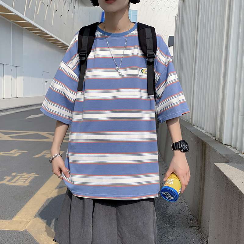ゆったりボーダー柄半袖Tシャツ ボーダー服