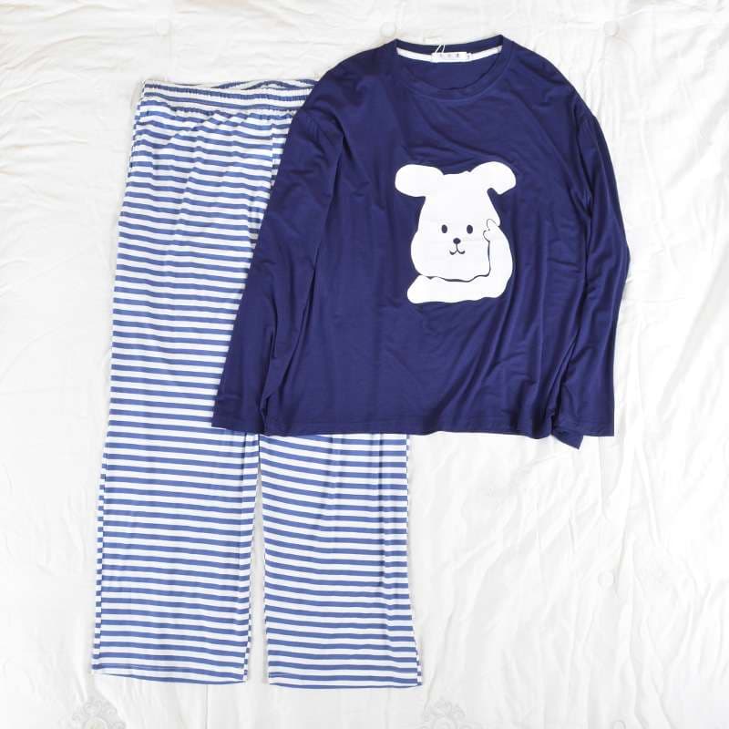 ゆったりボーダーパジャマパンツ ボーダー服