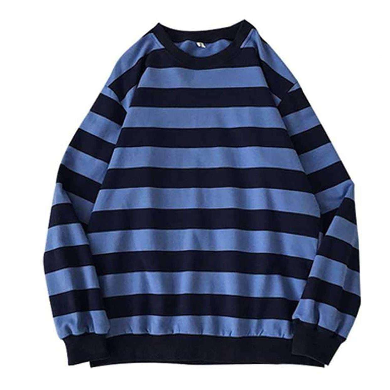 ゆったりカジュアルボーダーロングTシャツ ボーダー服