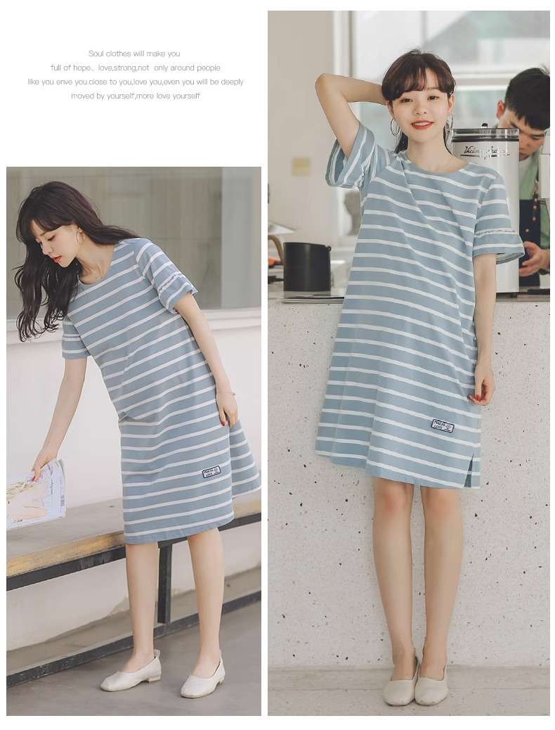 ゆったりシルエットボーダーワンピース ボーダー服