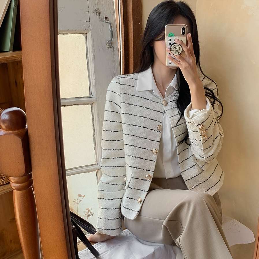 上品ボーダーカーディガン ボーダー服