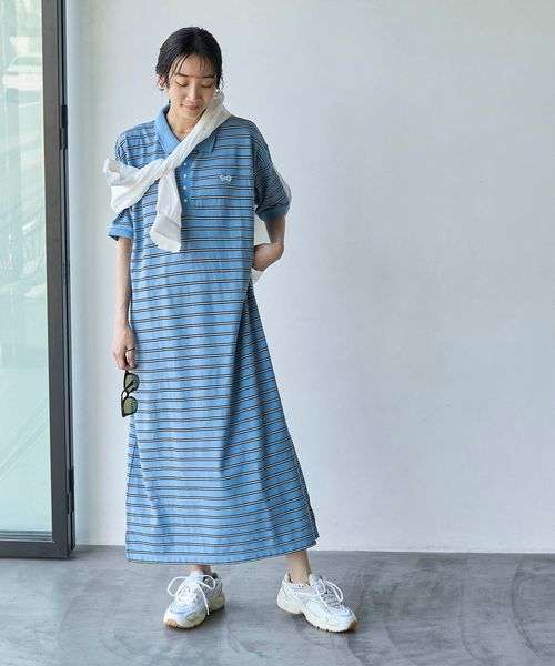 ゆったりボーダーワンピース ボーダー服
