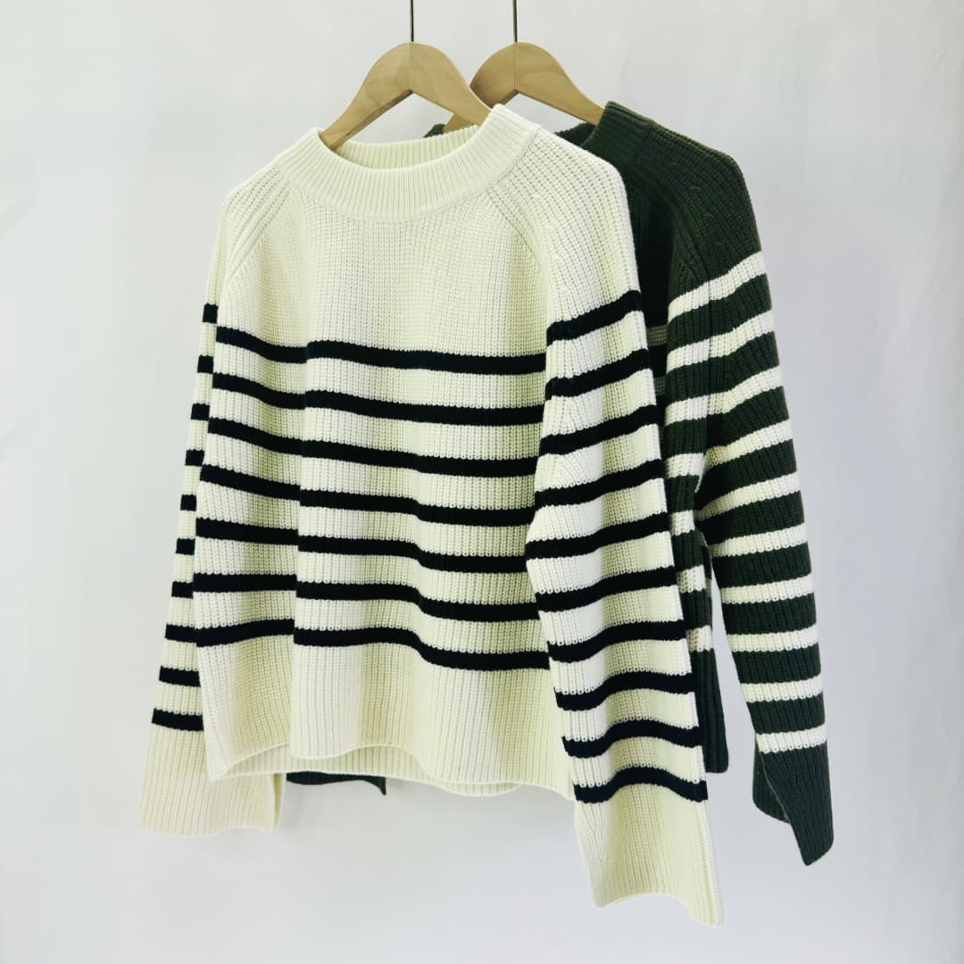 シンプルボーダーニット ボーダー服