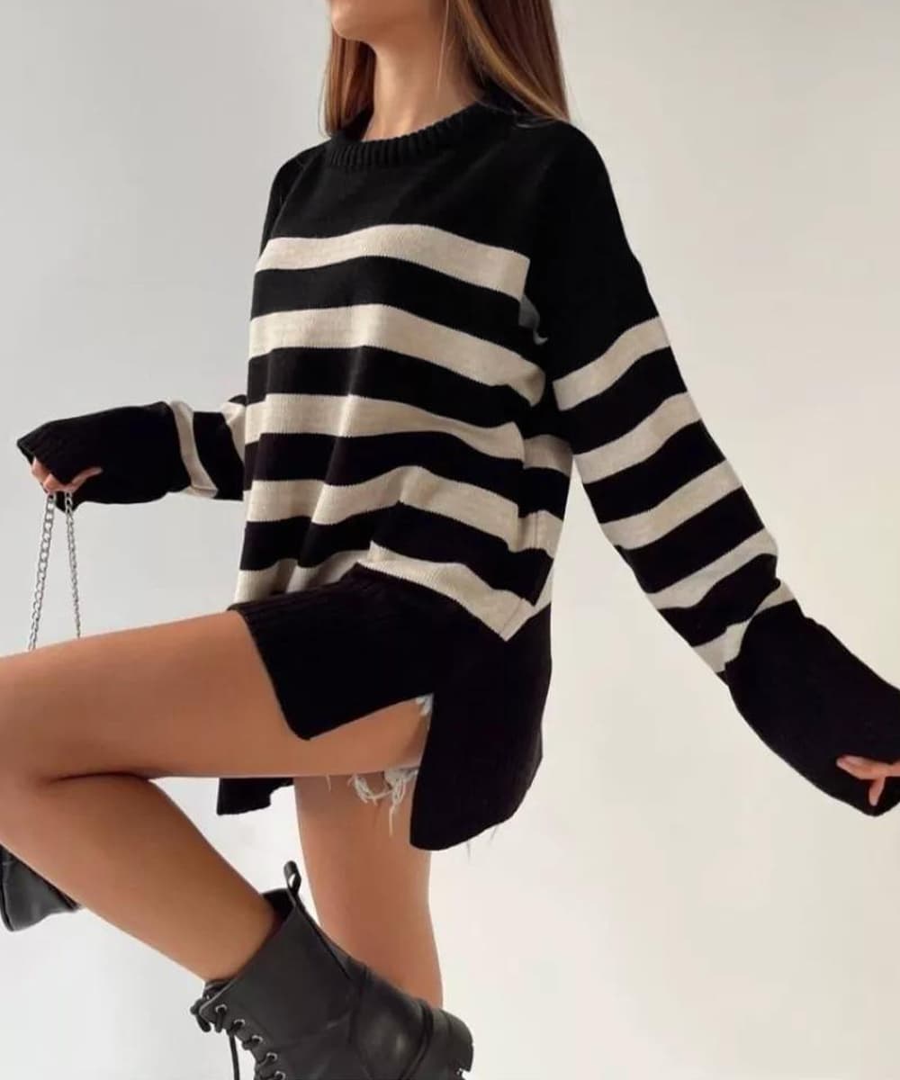 ボーダー服 ボーダーニット レディース 長袖 ゆったり
