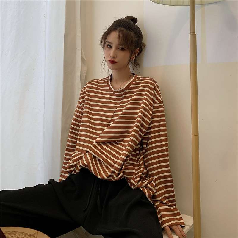 ゆったりルーズシルエット ボーダーカットソー ボーダー服