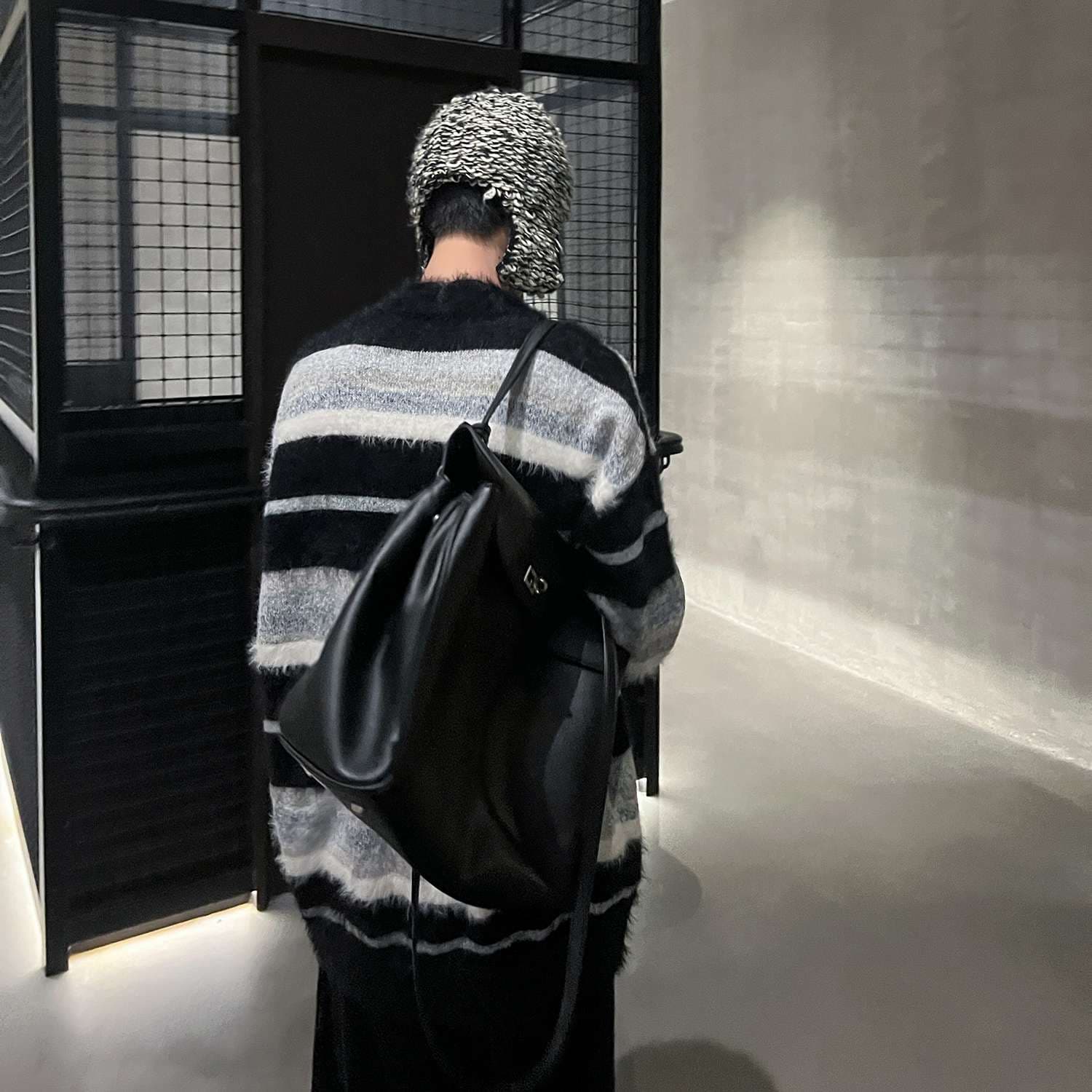 ふわもこボーダーニットカーディガン ボーダー服