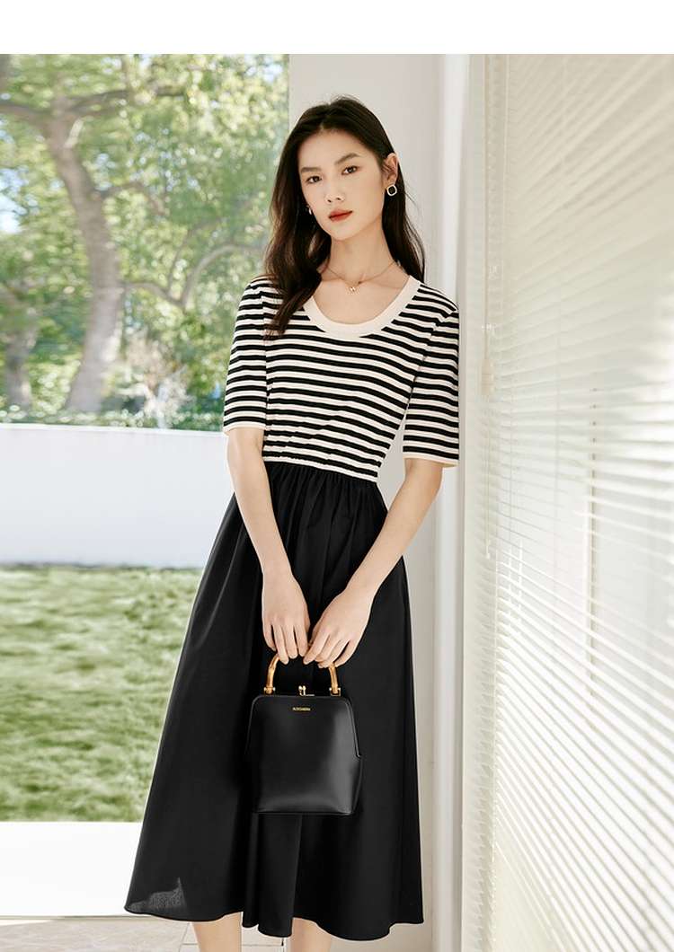 ボーダー切り替えマキシワンピース ボーダー服