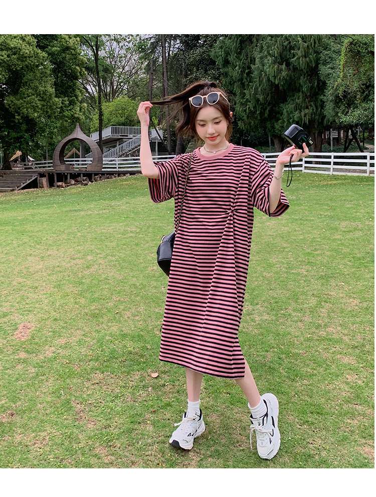 ゆったりストライプワンピース ボーダー服