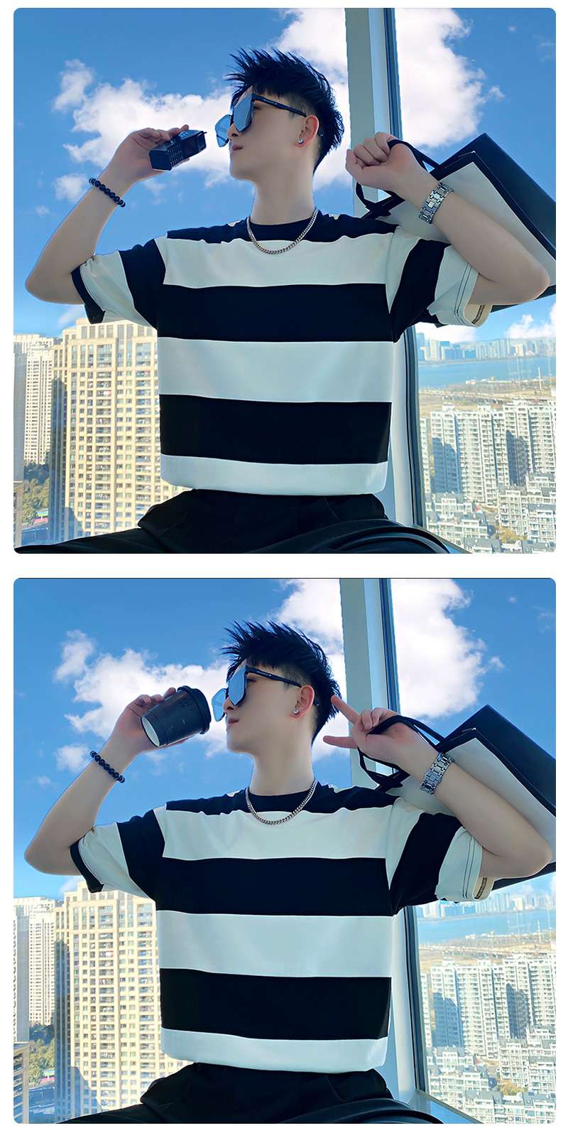 爽やかボーダー柄半袖Tシャツ ボーダー服