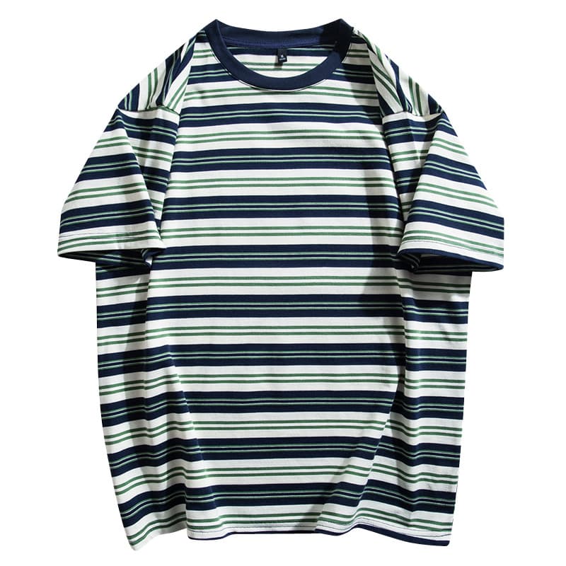 クラシカルボーダー半袖カジュアルTシャツ ボーダー服