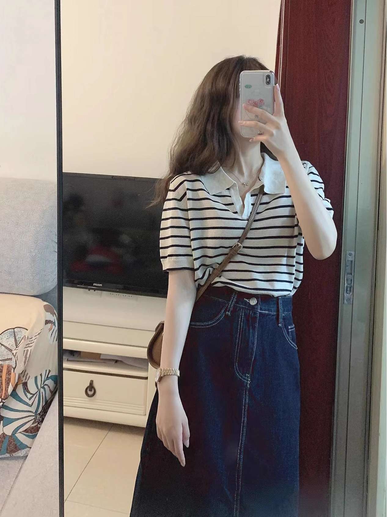 さわやかストライプ柄半袖ポロシャツ ボーダー服