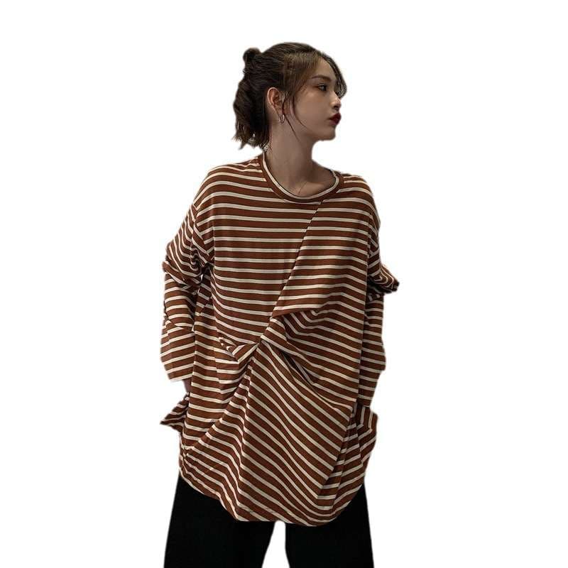 ゆったりルーズシルエット ボーダーカットソー ボーダー服