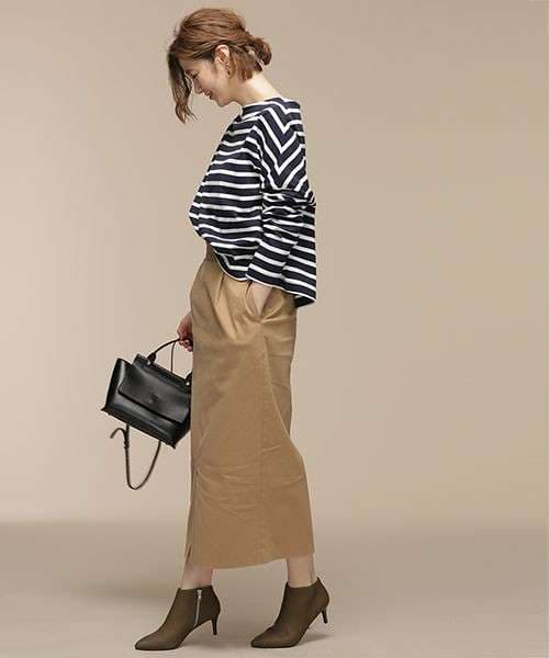 ゆったりボーダーボートネックプルオーバー ボーダー服