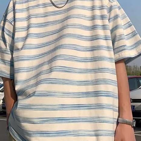 夏気分ゆったりボーダーTシャツ ボーダー服