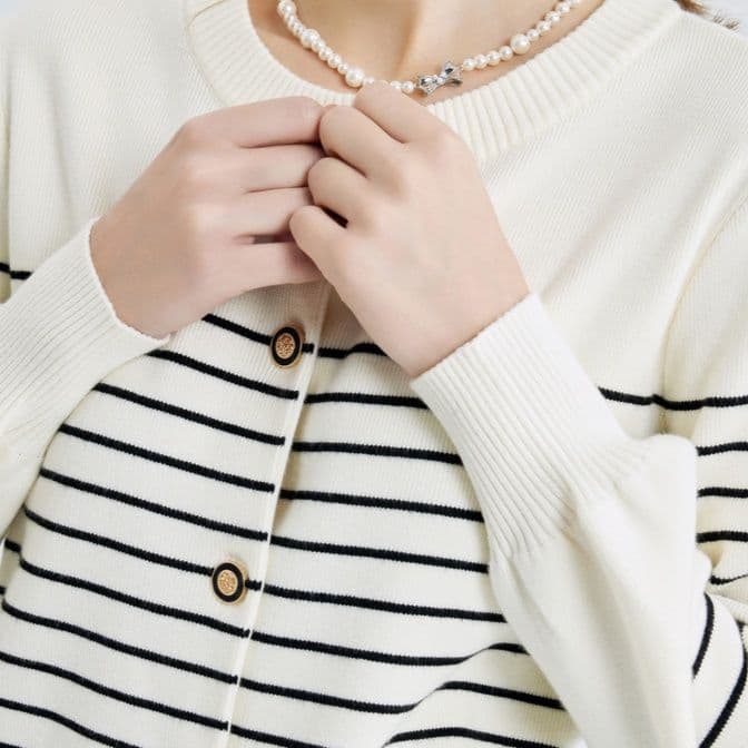 ボーダー服 ボーダー服 上品ボーダー柄カーディガン