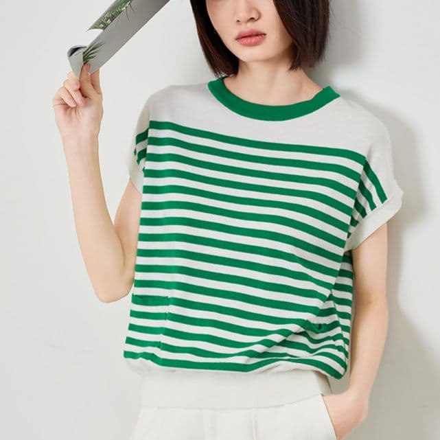 ボーダー服 ボーダー服 爽やか夏模様のボーダー半袖トップス