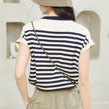 ボーダー服 ボーダー服 爽やか夏模様のボーダー半袖トップス