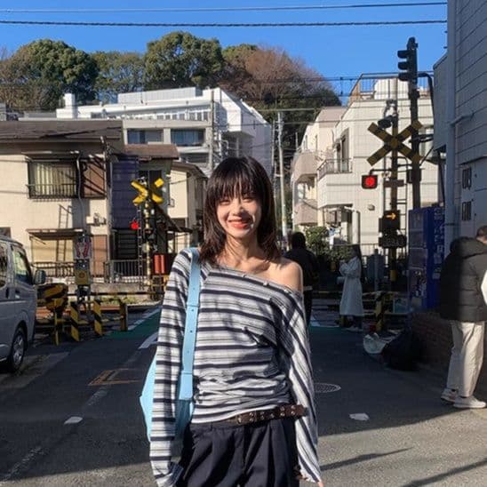 ボーダー 斜め掛けゆったりボーダー長袖