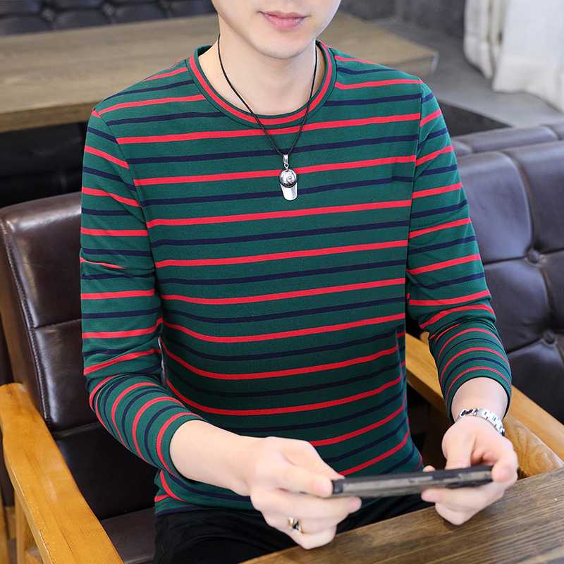ボーダー服 シンプルカジュアル ボーダーロンTシャツ