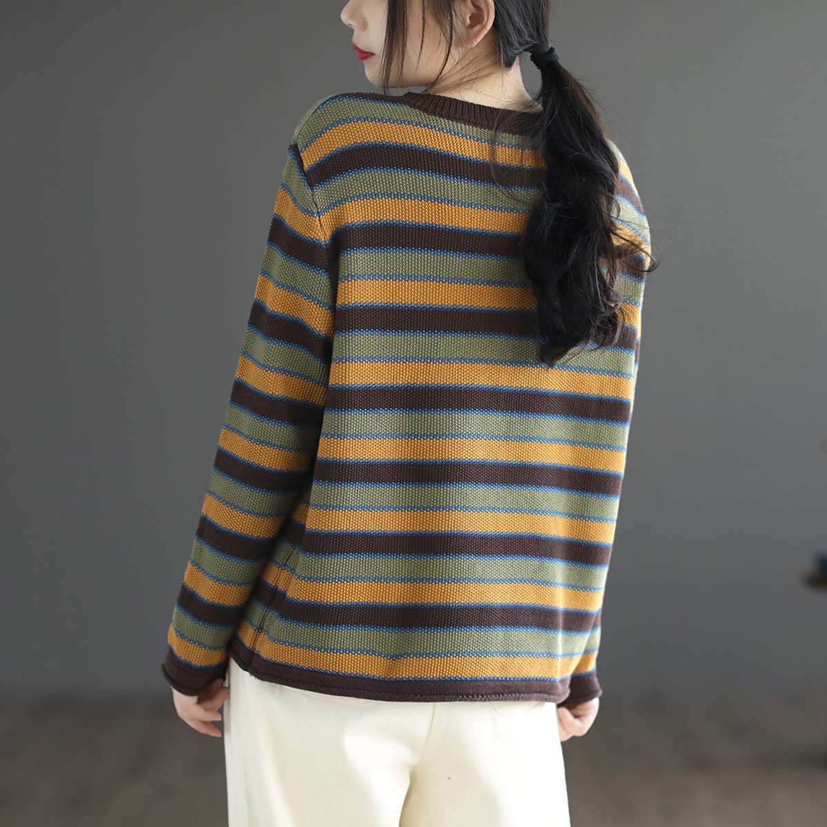 レトロボーダー柄カーディガン ボーダー服
