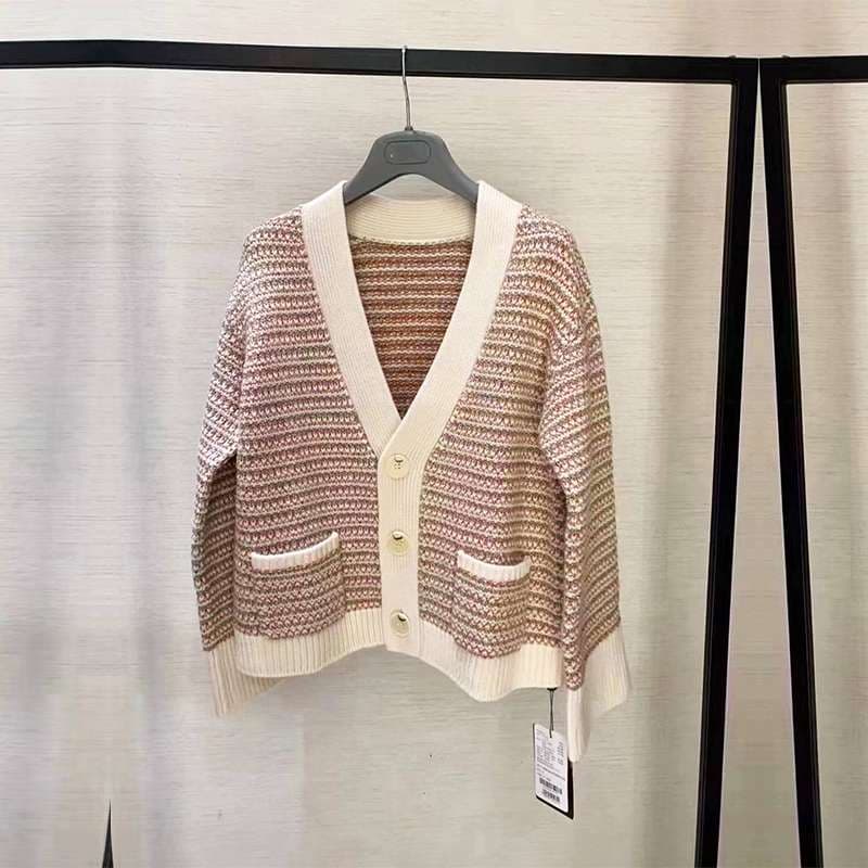 ボーダー柄ニットカーディガン ボーダー服