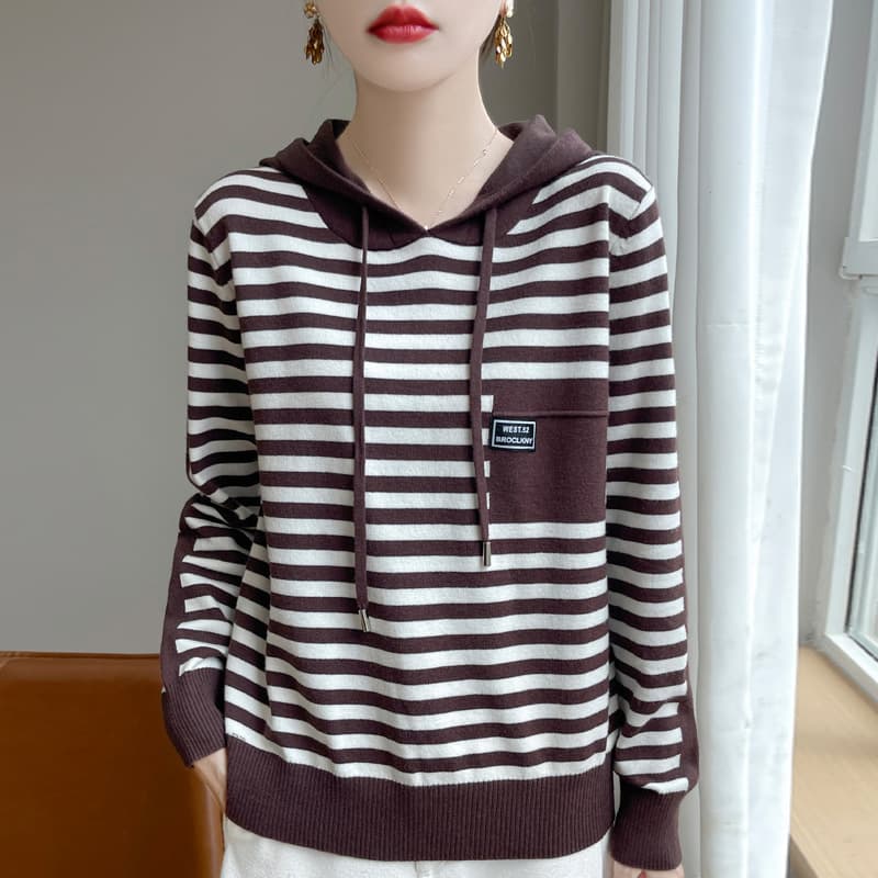 ボーダー服 ゆったりボーダーフードロンT