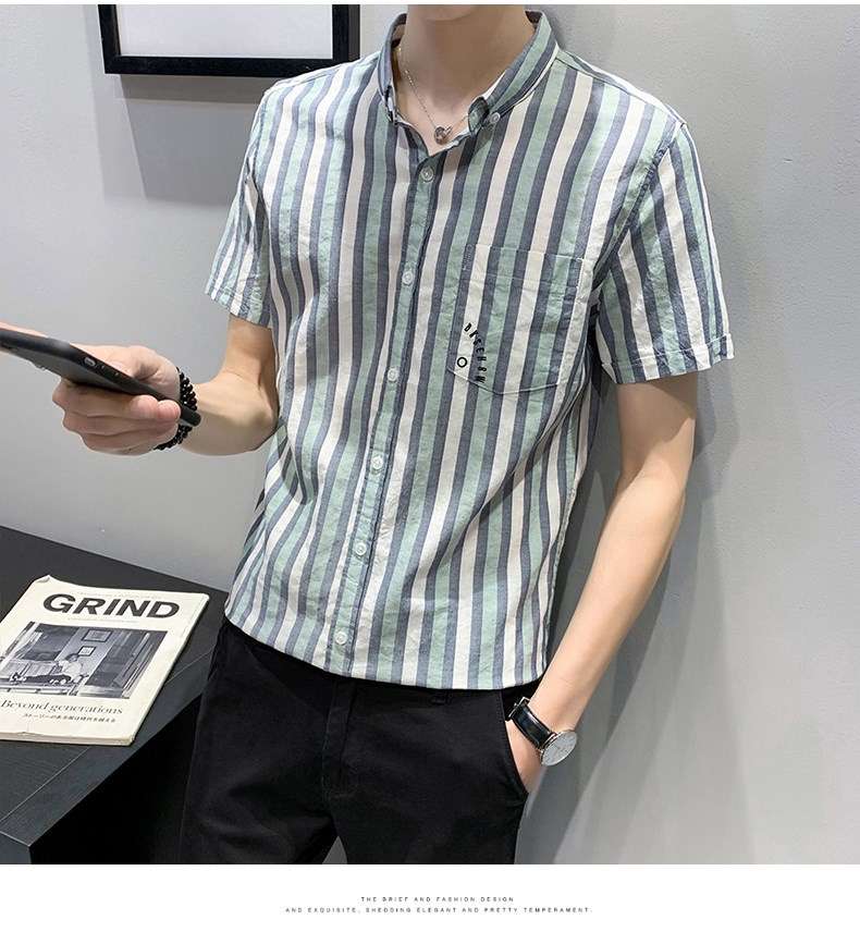 爽やかストライプ柄半袖シャツ ボーダー服