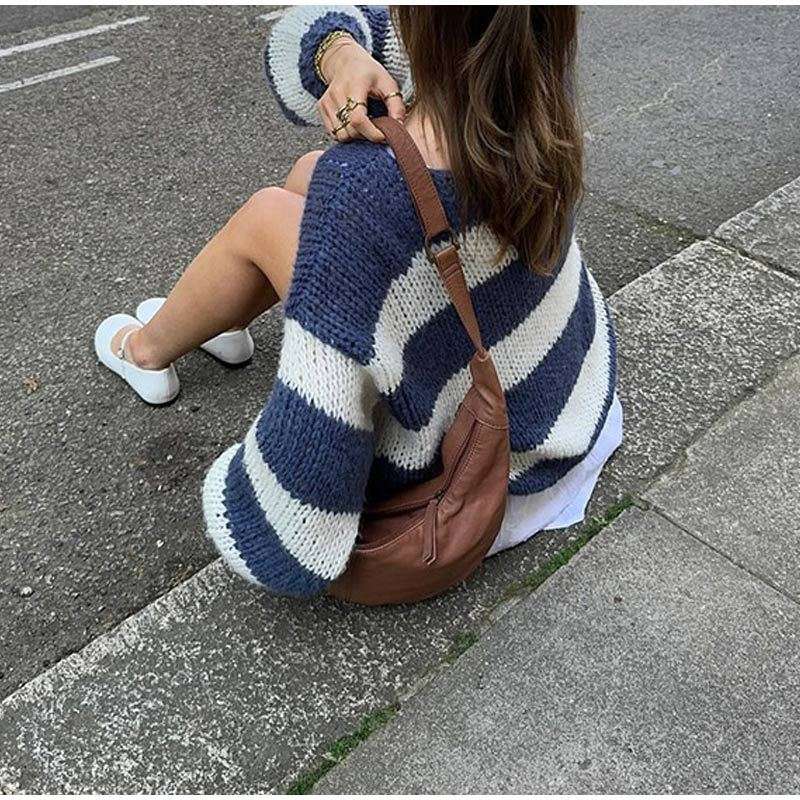 ゆったりボーダーニットプルオーバー ボーダー服
