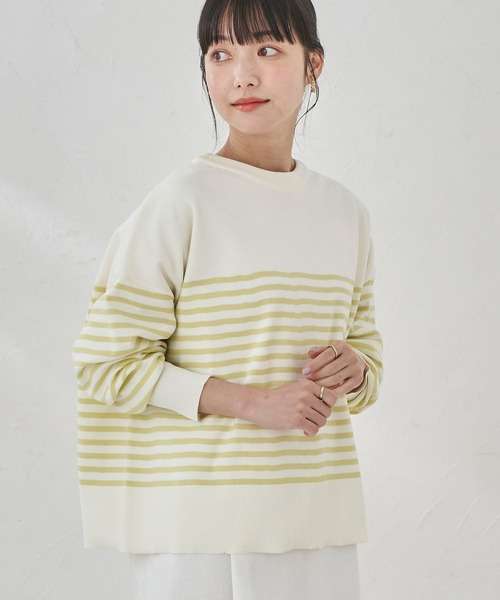 ゆったりシルエットボーダーニット ボーダー服
