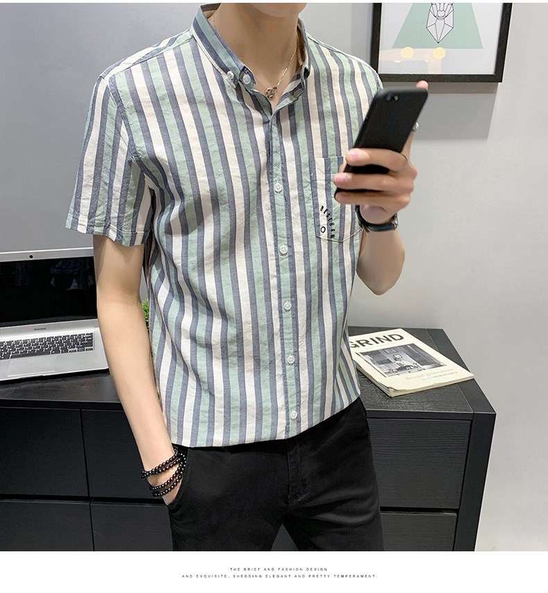 爽やかストライプ柄半袖シャツ ボーダー服