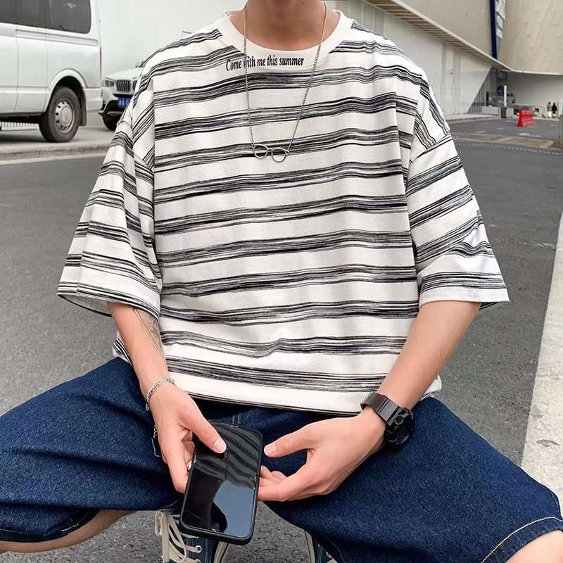 夏気分ゆったりボーダーTシャツ ボーダー服