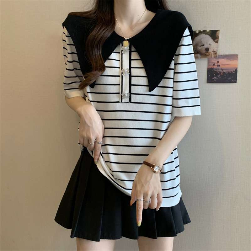 セーラー襟ボーダーニットトップス ボーダー服