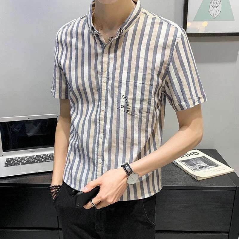 爽やかストライプ柄半袖シャツ ボーダー服