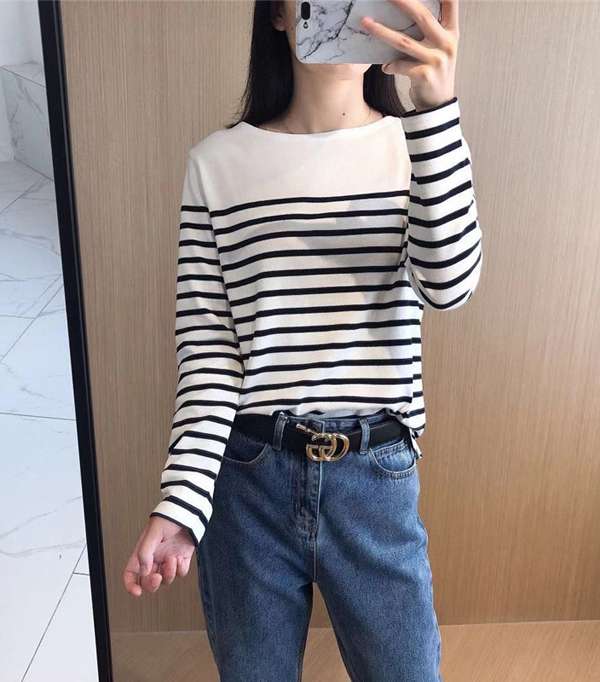 ゆったりボーダーニットプルオーバー ボーダー服