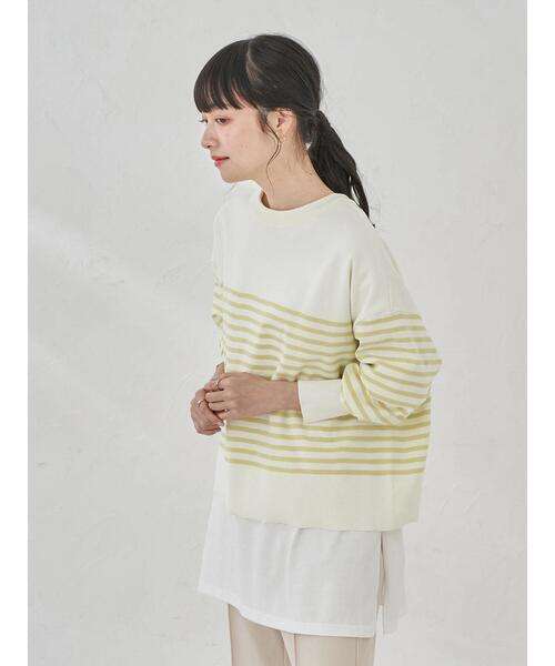 ゆったりシルエットボーダーニット ボーダー服