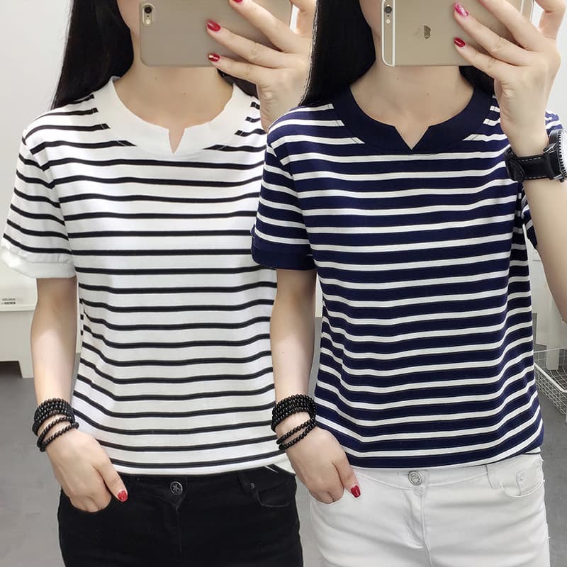 ボーダー キーネック ボーダーTシャツ