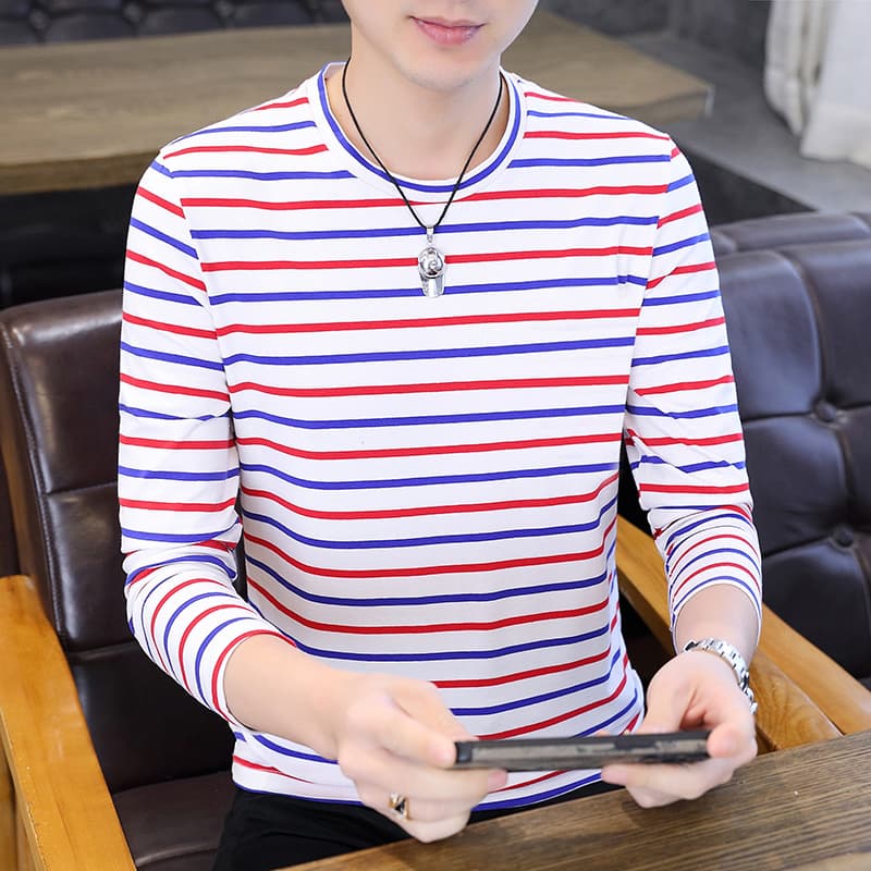 ボーダー服 シンプルカジュアル ボーダーロンTシャツ