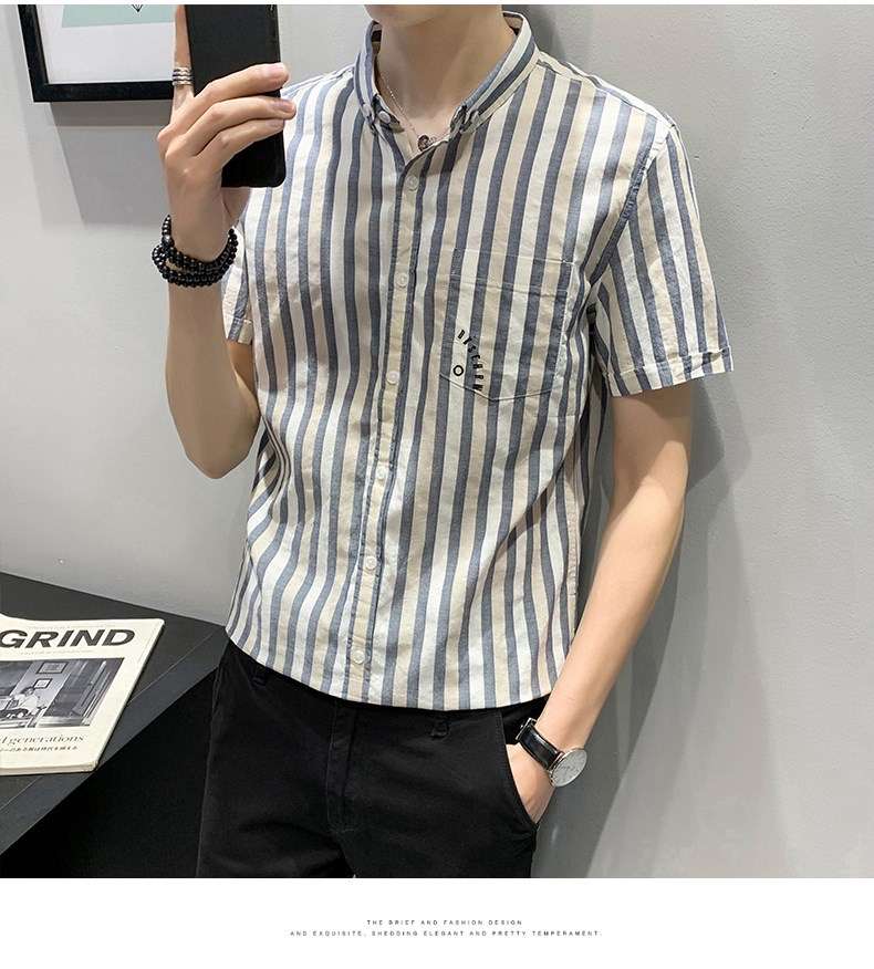 爽やかストライプ柄半袖シャツ ボーダー服