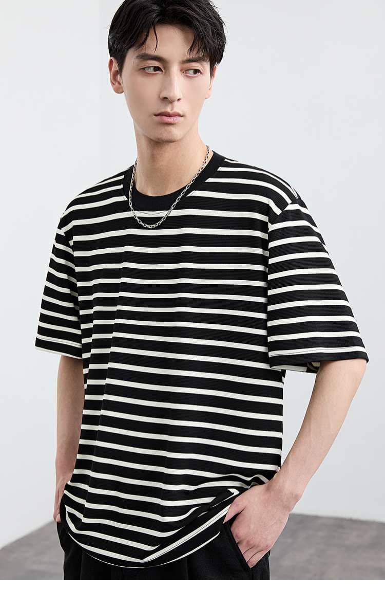 クラシカルボーダーデザイン半袖Tシャツ ボーダー服
