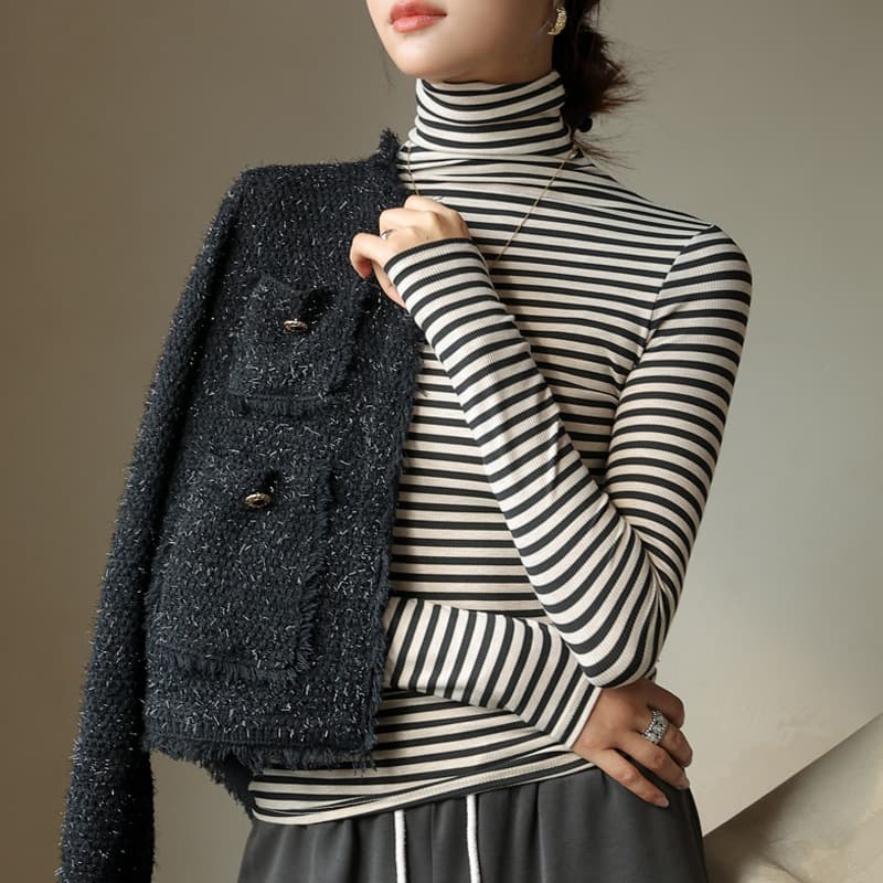 なめらかストレッチボーダータートル ボーダー服