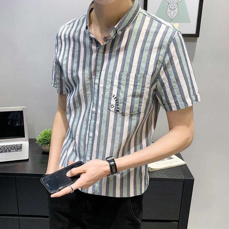 爽やかストライプ柄半袖シャツ ボーダー服