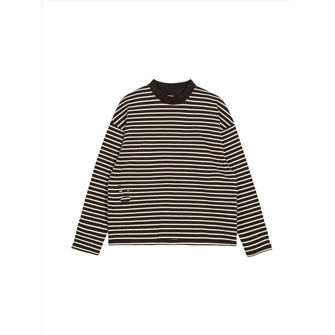 オーバーサイズ ボーダー ロングスリーブTシャツ ボーダー服